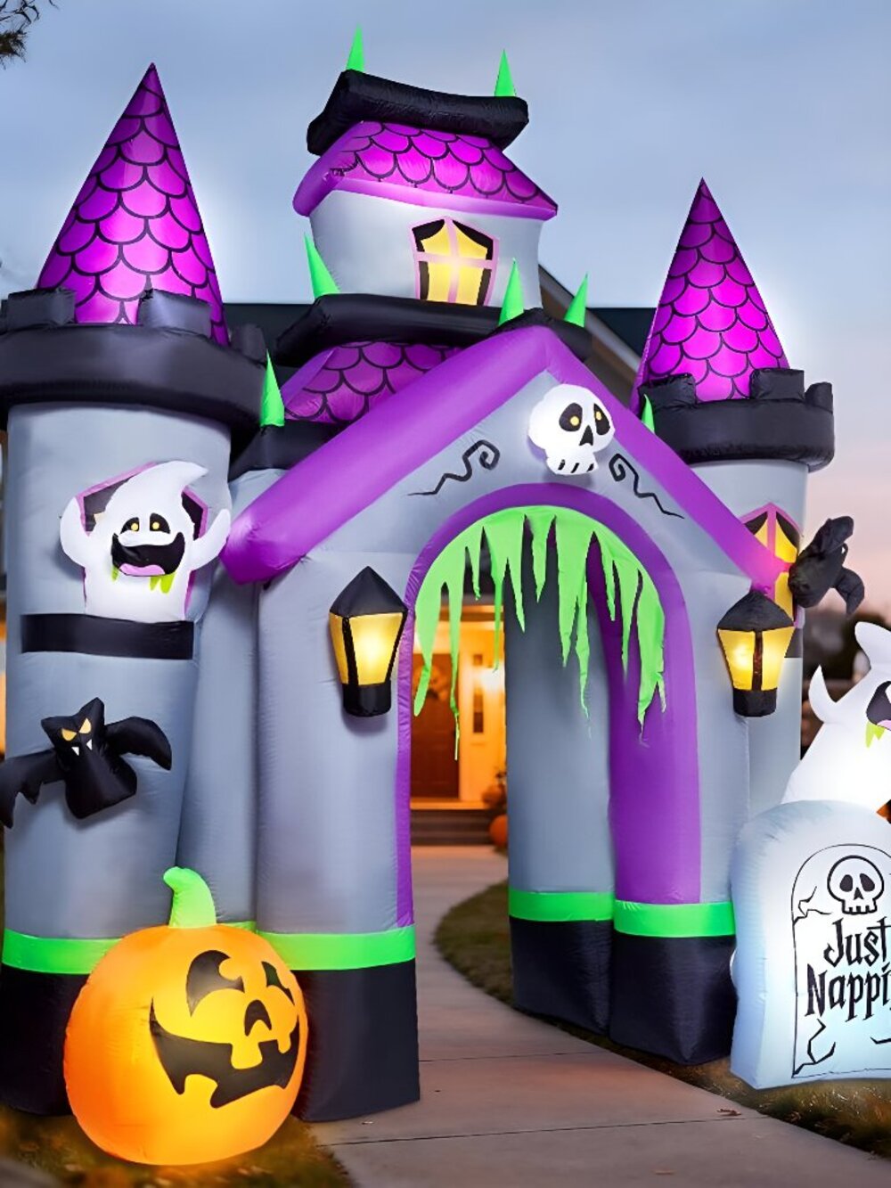 Halloween Inflatables 12 FT Haunted House Castle Archway Outdoor Decorations